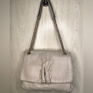 COCCINELLE Leather Crossbody Shoulder Bag Neutral Tan Bone Made in Italy